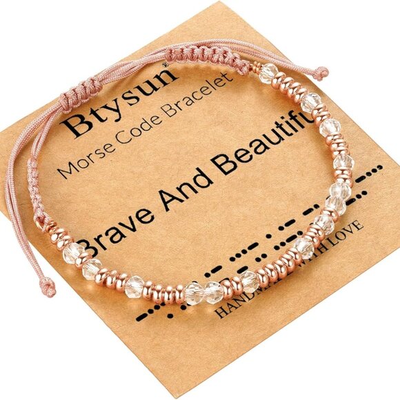 Women Stainless Steel Morse Code Bracelet Inspirational Gifts for Teens - Picture 1 of 7